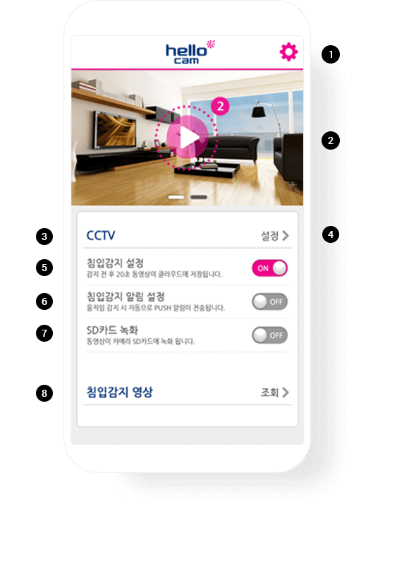 헬로캠 앱 화면