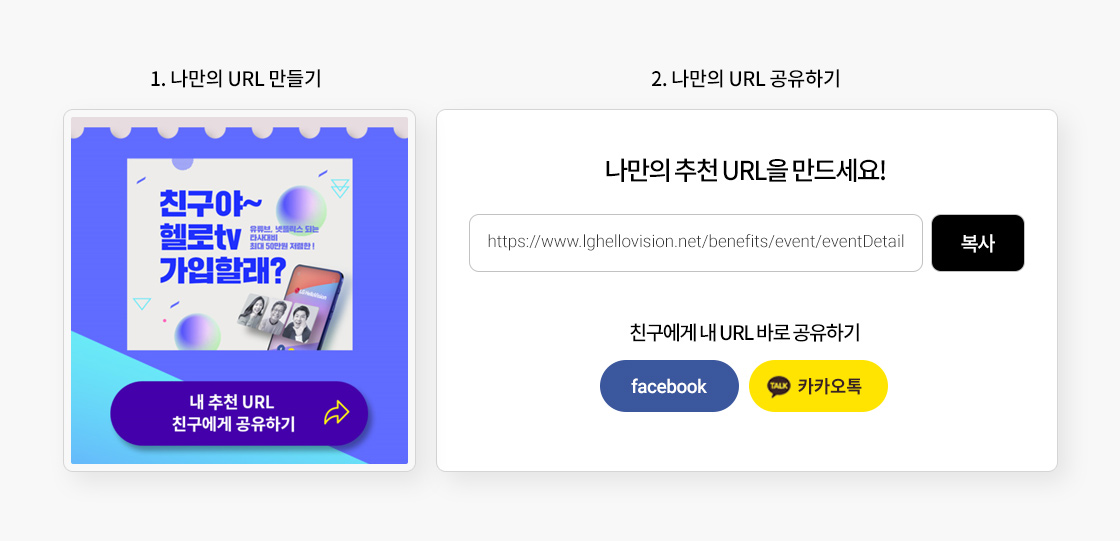 1.나만의 URL 만들기, 2.나만의 URL 공유하기